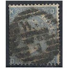1867 SG119 2/- Deep Blue Used Check Letters "DK" - a few blunt perfs.