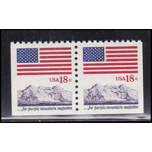 1893 18c U.S. Flag Fine MNH Dry Gum BPS Hor Pair Bot V4687