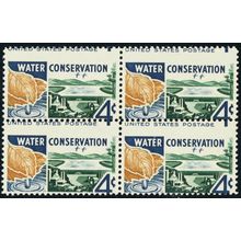 1150, Mint NH 4¢ Misperf Shift Error Block Water Conservation - Stuart Katz