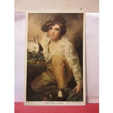 A BOY WITH A RABBIT by Sir H Raeburn unused vintage postcard =