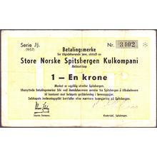 1957 Norway Spitsbergen Banknote 1 Krone Kulkompani