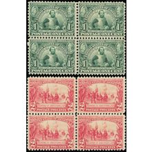 328-29, Mint Fine NH 1-2¢ Blocks of Four SCV $640 * Stuart Katz