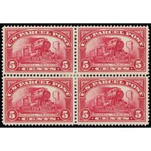 Q5, Mint VF-XF HR 5¢ - Gem Block of Four Parcel Post SCV $100 - Stuart Katz