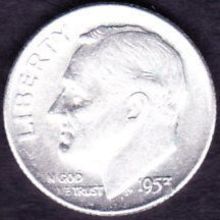 1953 D USA 10 Cents Silver Coin Roosevelt