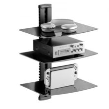 3 Tiers Wall Mounted AV Media Stand Adjustable Floating Projector Shelf