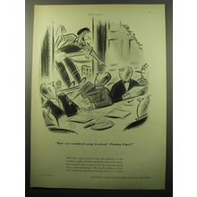 1950 Kimberly-Clark Levelcoat Printing Paper Ad - cartoon by Whitney Darrow, Jr.