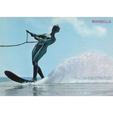 Marbella Marble Surfing Surfer Statue Spanish Postcard