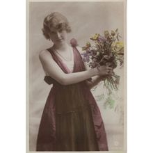 Miss Constance Worth Hand Painted British Beauty RPC Postcard