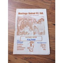 1981/82 Hastings United vs Fulham - Pre Season Trial/Friendly ** FREE P&P **