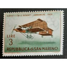 San Marino: 1962 - Vintage Aircraft - 3L A & E Bonnet-Labranche 1908 - MNH