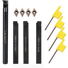 4 Piece 1/2" Mini Lathe Indexable Carbide Turning Tool Holder Bit Set with 4PCS