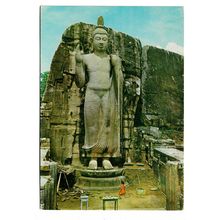 Postcard Ceylon Sri Lanka Avukuna Buddha large statue posted 1982