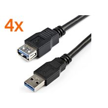 LOT OF 4 StarTech 6ft USB 3.0A To USB 3.0A M/F(5Gbps)Extender Cable USB3SEXT2MBK