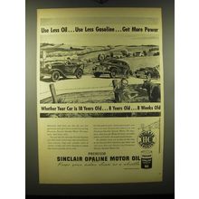 1948 Sinclair Opaline Motor Oil Ad - Use less oil.. Use less gasoline