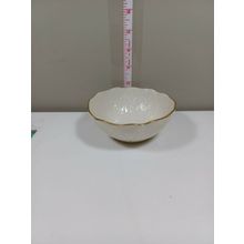 Lenox Ivory 24k Gold Trim Leaf Pattern Scalloped Edge Bowls 4 1/2" (A44)