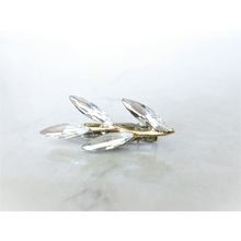 Small gold tone crystal leaves hair pin clip barrettes for fine hair