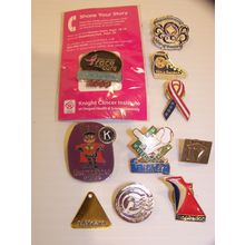 MIXED LOT OF HAT PINS - DOERNBECHER SUSAN KOMEN PORTLAND 7 ELEVEN STATE FARM