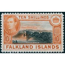 Falkland Islands 1942 10s black & orange SG162a unused