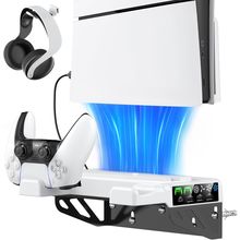 Ps5/Slim/Pro Wall Mount Kit with Cooling Fan & Charging Station, PS5 Shelf Float