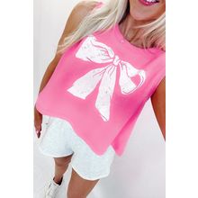 Sachet Pink Bow Print Boxy Fit Tank Top