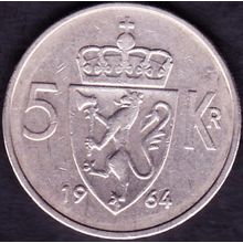 1964 Norway 5 Kroner Coin