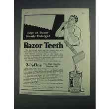 1925 3-in-One Oil Ad - Edge of a Razor Enlarged
