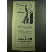 1939 Wills's Gold Flake Cigarette Ad, Ties of Matrimony