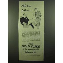 1939 Wills's Gold Flake Cigarette Ad - Ask Her Father