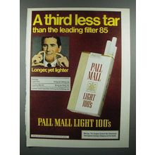 1980 Pall Mall Light 100's Cigarette Ad - Third Less