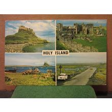 multiview, HOLY ISLAND, NORTHUMBERLAND used postcard 1974 pm Colourmaster