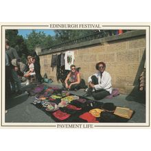Edinburgh Festival Pavement Life Street Make Up Vendors Scottish Postcard