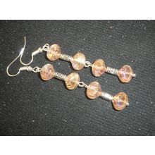 Fabulous iridescent pink shell long drop glass earrings beach life different