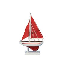 Pack Of 2] Wooden Red Pacific Sailer with Red Sails Model Sailboat Decoratio...