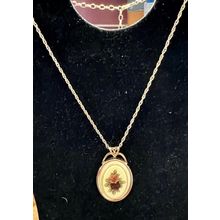 Victorian Floral Gold Tone Cameo Pendant Necklace 22" Chain