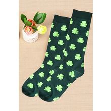 Dark Green St Patricks Clover Print Tube Socks