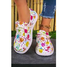 Easter Eggs Printed Square Toe Slip On Canvas Flats