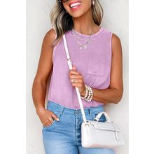 Phalaenopsis Mineral Wash Patched Chest Pocket Casual Tank Top