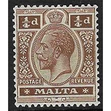 MALTA 1921-2 GEORGE V ¼d WMK MULT SCRIPT CA VALUE MINT HINGED SG97