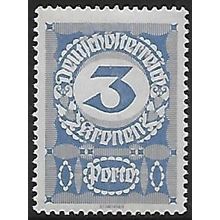 Po Mi 87 x (**): 3 Kr. deep blue Postage Due Stamp: Numeral, white paper.