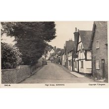 High Street Sonning Berkshire Blowy Day Real Photo Postcard