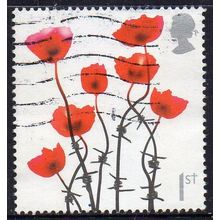 GB 2008 Lest We Forget - Seven Poppies on Barbed Wire Stems 1st Used