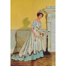 Ball Gown Of Brocaded Satin Assembly Rooms Bath Fashion Postcard