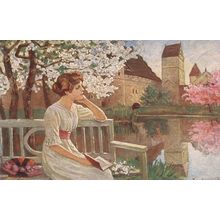 Rozynski Traumerei Antique Painting Postcard
