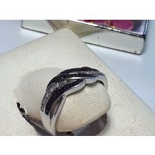 Black & Natural White Diamond .13ctw 5 Row alternating Sterling Silver Ring19957