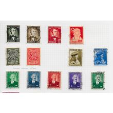 NORWAY 1945 1946 USED SELECTION 13 STAMPS RED CROSS OLAV WERGELAND FOLK MUSEUM