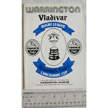 1987 programme Warrington v. Oldham, Lancashire Cup Round One