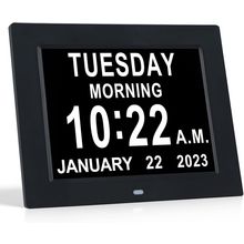 TMC 8 Inch Dementia Clock for Seniors – Large Auto-Dimming Calendar Display with
