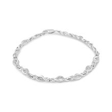 925 Sterling Silver Prong Set Diamond Accent Curved Spiral Link Bracelet (I-...