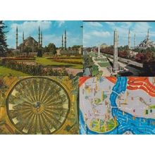 Sultan Ahmet The Blue Mosque Khora Museum + Instanbul Map 4x Turkey Postcard s