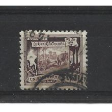 Burma.SG108 4a Elephant hauling log (Brown).Fine Used.Jul25l